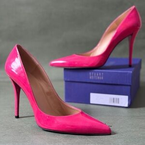 Stuart Weitzman Naughty Azalea Aniline Fuchsia Pink Patent Heels 12W